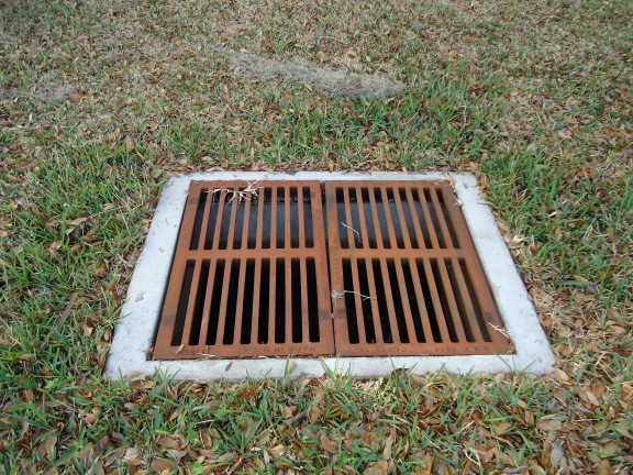 Storm drain grassy area