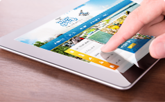 Image of a computer tablet with the City of Tavares web site home page showing