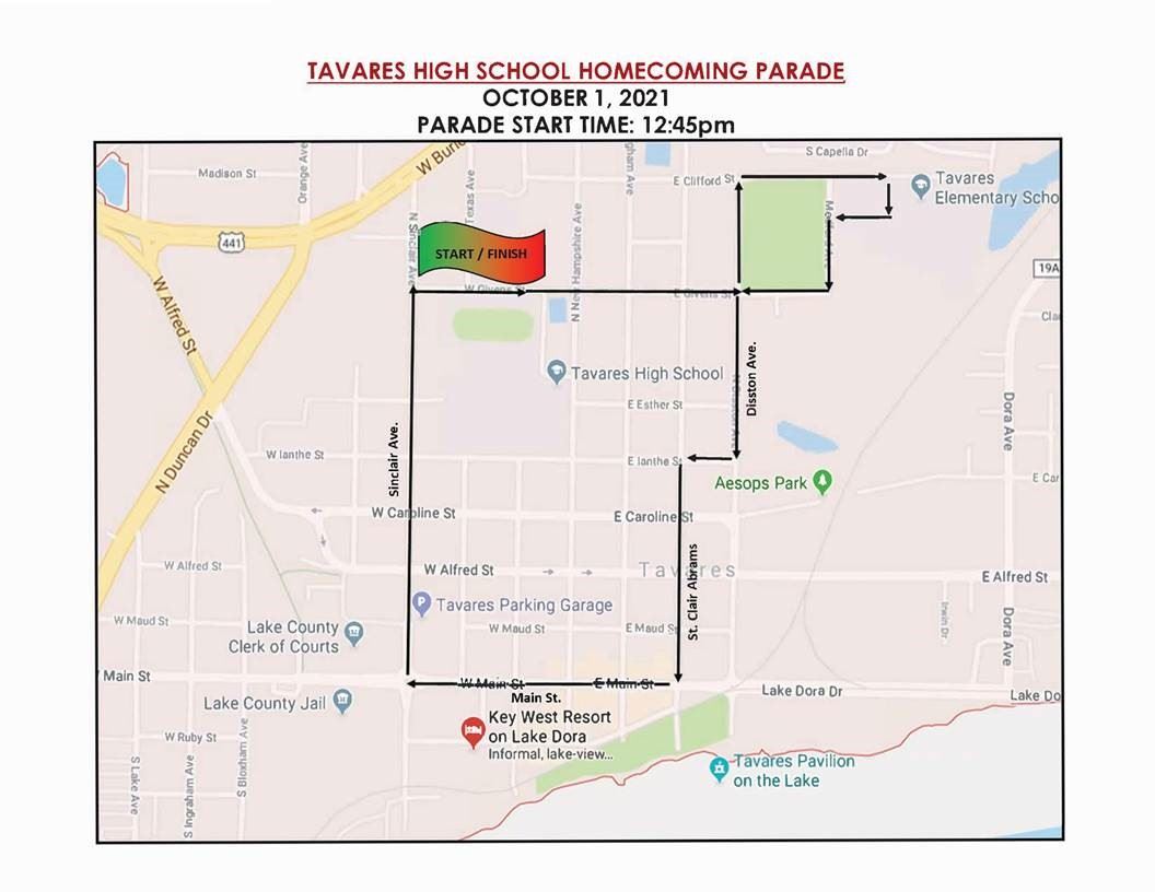 2021 THS Bulldog parade route